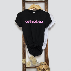 Esthie Bae Black Shirt with Pink Writing, Esthetician Shirt, Esthetician Merch 